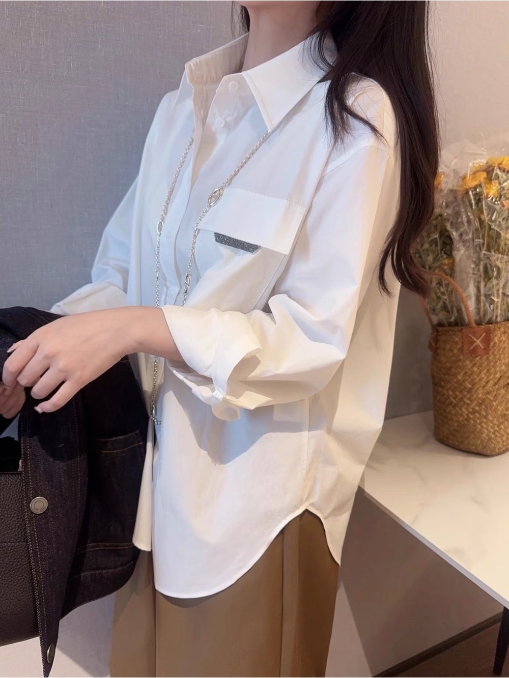Brunello Cucinelli White Cotton Button-Front Blouse